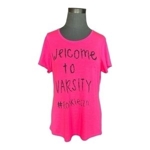 Sport-Tek Women's Welcome to Varsity Graphic Tee L Neon Pink 100% Polyester